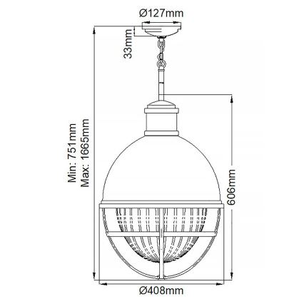 Quintiesse - Lustre em haste TOLLIS 1xE27/40W/230V diâmetro 40,8 cm cromado fosco