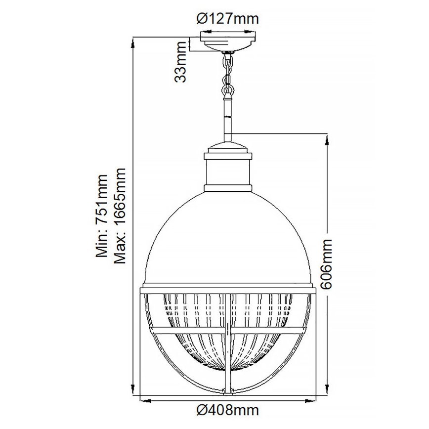 Quintiesse - Lustre em haste TOLLIS 1xE27/40W/230V diâmetro 40,8 cm cromado fosco