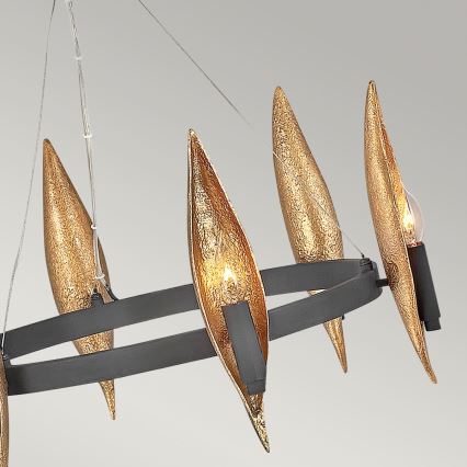 Quintiesse - Lustre suspenso em cabo WILLOW 6xE14/40W/230V Ø 61 cm dourado/preto