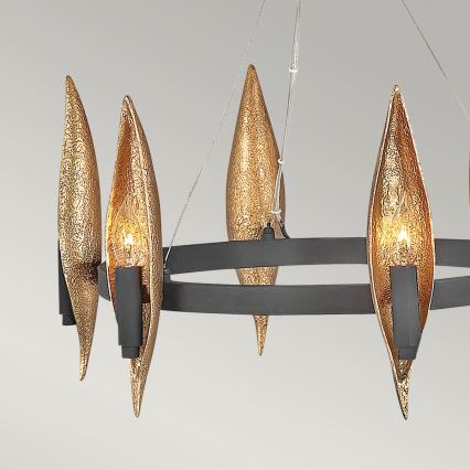 Quintiesse - Lustre suspenso em cabo WILLOW 6xE14/40W/230V Ø 61 cm dourado/preto