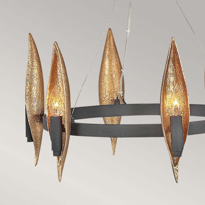 Quintiesse - Lustre suspenso em cabo WILLOW 6xE14/40W/230V Ø 61 cm dourado/preto