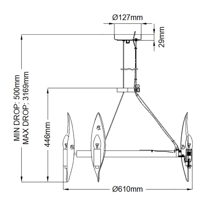 Quintiesse - Lustre suspenso em cabo WILLOW 6xE14/40W/230V Ø 61 cm dourado/preto