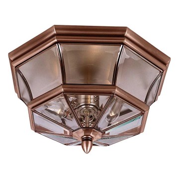 Quoizel - Luminária de tecto exterior NEWBURY 3xE14/60W/230V IP44 cobre