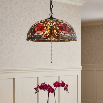Quoizel - Lustre com corrente Tiffany LARISSA 3xE27/60W/230V diâmetro 38,5 cm