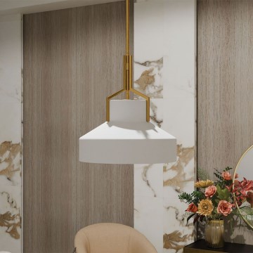 Quoizel - Lustre em haste BRECKEN 2xE27/60W/230V dourado/branco