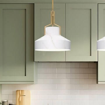 Quoizel - Lustre em haste BRECKEN 2xE27/60W/230V dourado/decoração em mármore