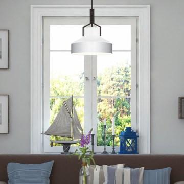 Quoizel - Lustre em haste BRECKEN 2xE27/60W/230V preto/branco