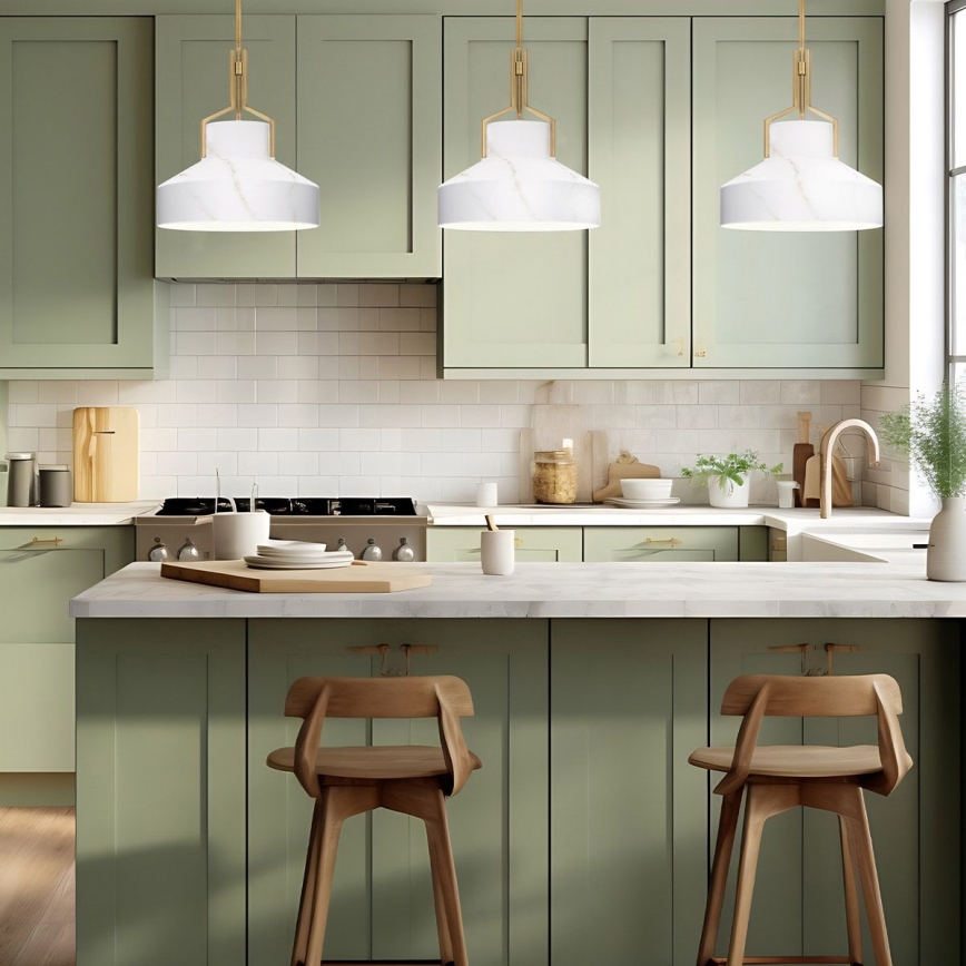 Quoizel - Lustre em haste BRECKEN 2xE27/60W/230V dourado/decoração em mármore