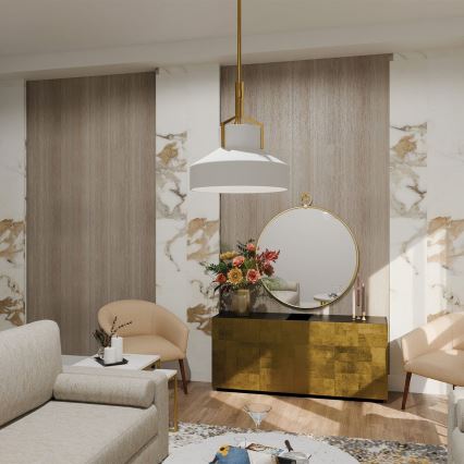 Quoizel - Lustre em haste BRECKEN 2xE27/60W/230V dourado/branco