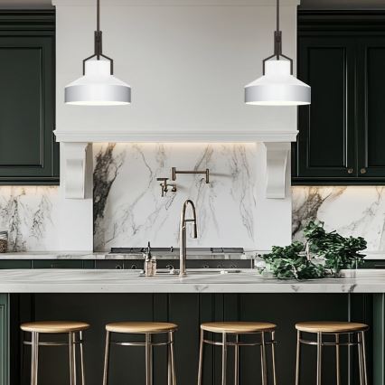 Quoizel - Lustre em haste BRECKEN 2xE27/60W/230V preto/branco