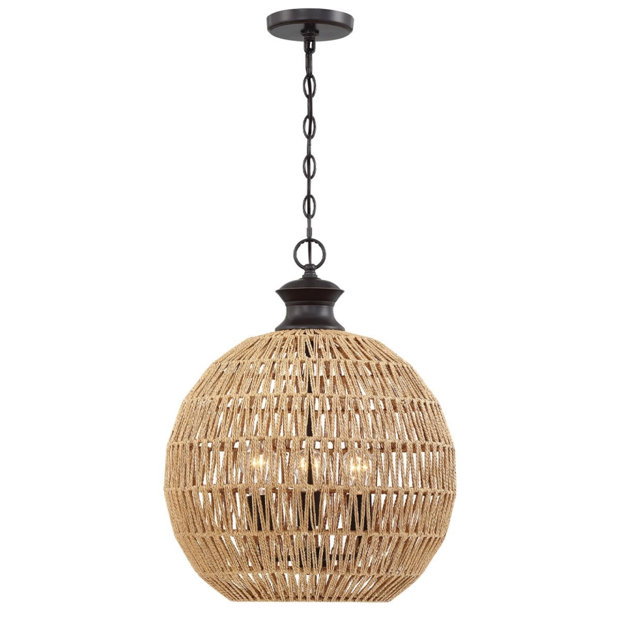 Quoizel - Lustre suspenso com corrente CASABLANCA 3xE27/60W/230V castanho