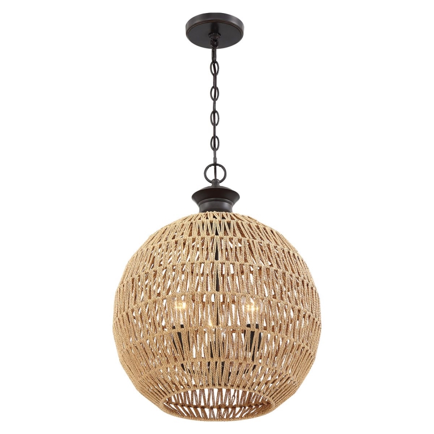 Quoizel - Lustre suspenso com corrente CASABLANCA 3xE27/60W/230V castanho