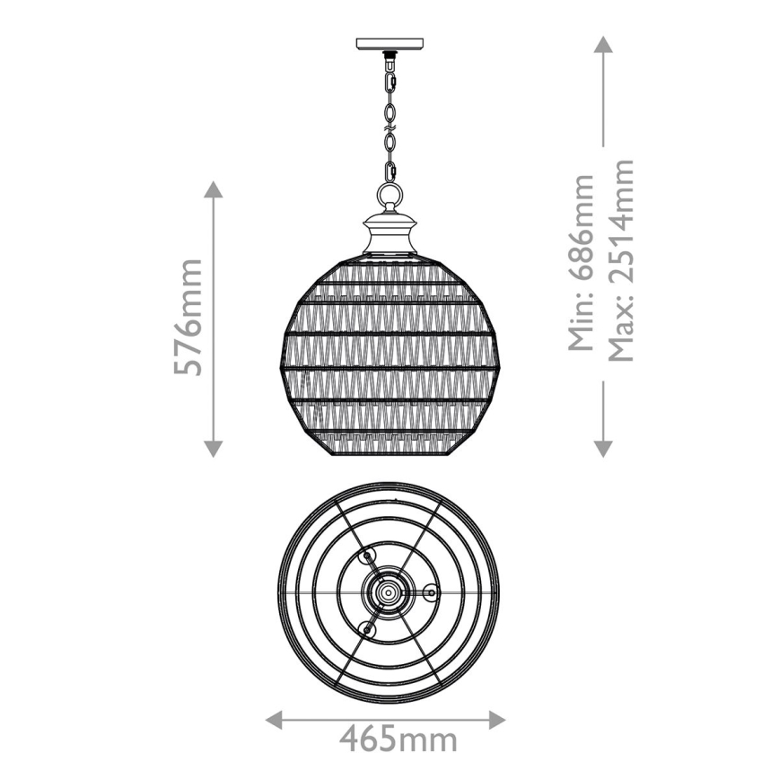 Quoizel - Lustre suspenso com corrente CASABLANCA 3xE27/60W/230V castanho