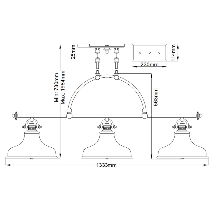 Quoizel - Candelabro suspenso EMERY 3xE27/100W/230V latão