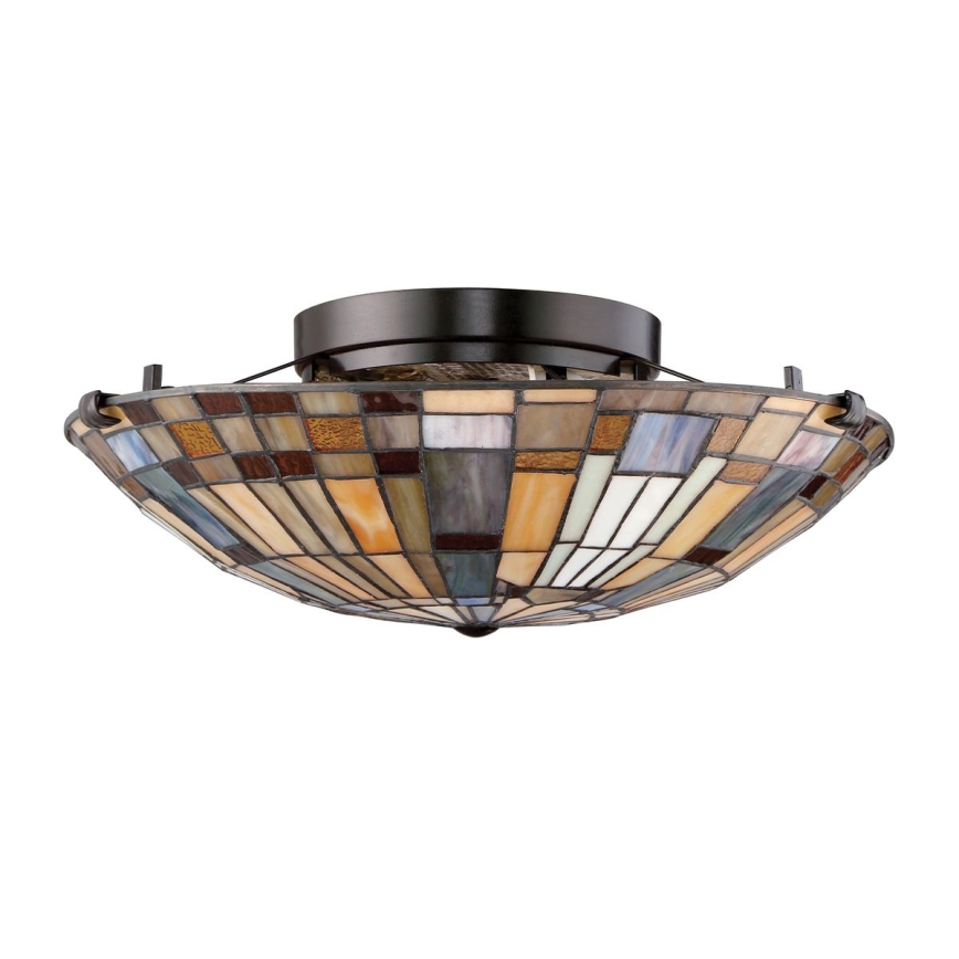 Quoizel - Candeeiro de tecto Tiffany INGLENOOK 2xE27/60W/230V Ø 40,7 cm
