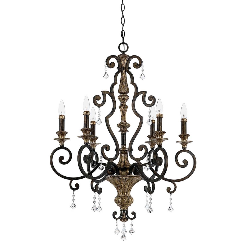 Quoizel - Lustre suspenso por corrente MARQUETTE 6xE14/60W/230V bronze