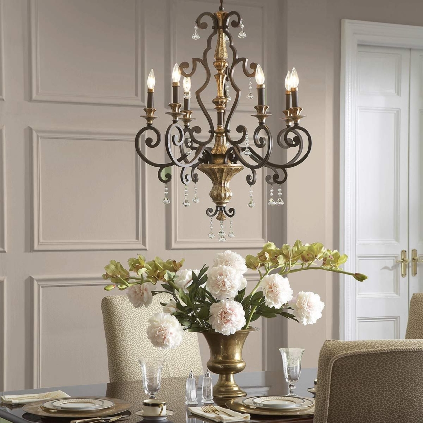 Quoizel - Lustre suspenso por corrente MARQUETTE 6xE14/60W/230V bronze