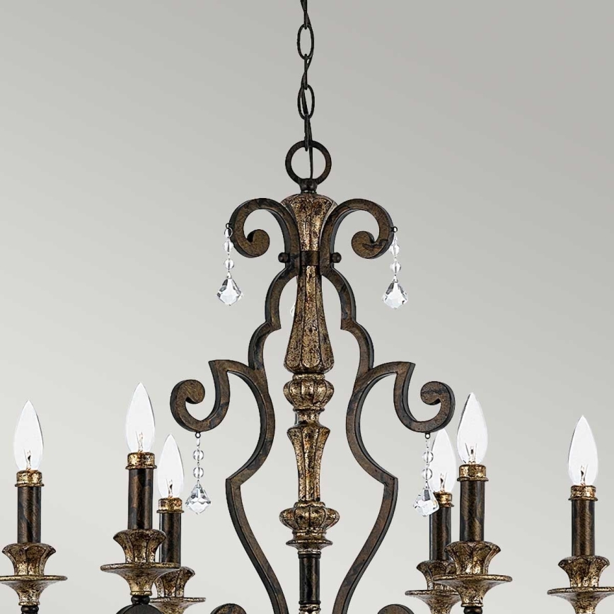 Quoizel - Lustre suspenso por corrente MARQUETTE 6xE14/60W/230V bronze
