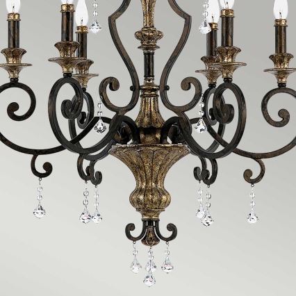 Quoizel - Lustre suspenso por corrente MARQUETTE 6xE14/60W/230V bronze