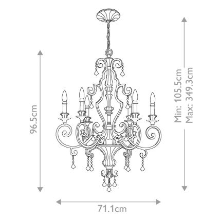 Quoizel - Lustre suspenso por corrente MARQUETTE 6xE14/60W/230V bronze