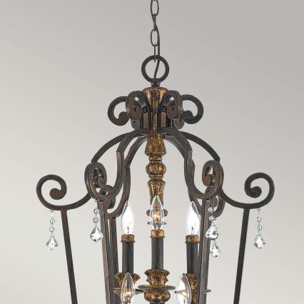 Quoizel - Lustre suspenso com corrente MARQUETTE 6xE14/60W/230V, bronze