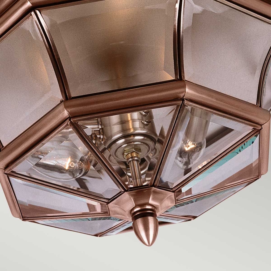 Quoizel - Luminária de tecto exterior NEWBURY 3xE14/60W/230V IP44 cobre