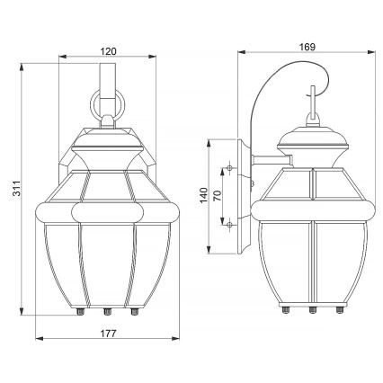 Quoizel - Aplique de parede para exterior NEWBURY 1xE27/60W/230V IP44 em cobre