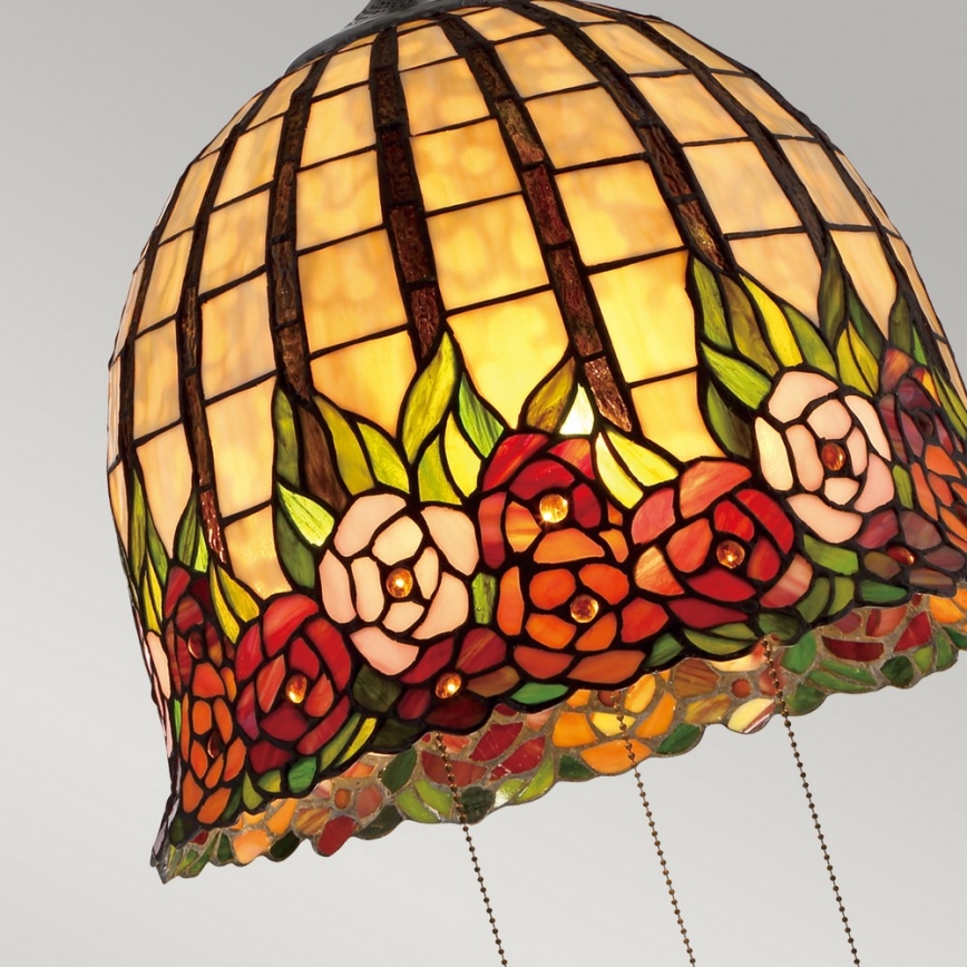 Quoizel - Lustre Tiffany ROSECLIFFE suspenso com corrente, 3xE27/100W/230V