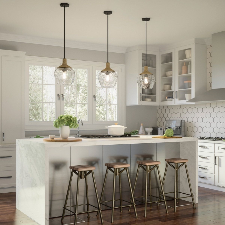 Quoizel - Candeeiro suspenso ROYER 1xE27/60W/230V diâmetro 30,2 cm transparente/preto/bege