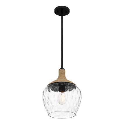 Quoizel - Candeeiro suspenso ROYER 1xE27/60W/230V diâmetro 30,2 cm transparente/preto/bege