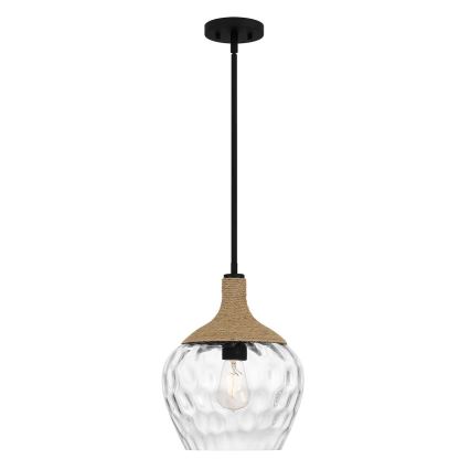 Quoizel - Candeeiro suspenso ROYER 1xE27/60W/230V diâmetro 30,2 cm transparente/preto/bege