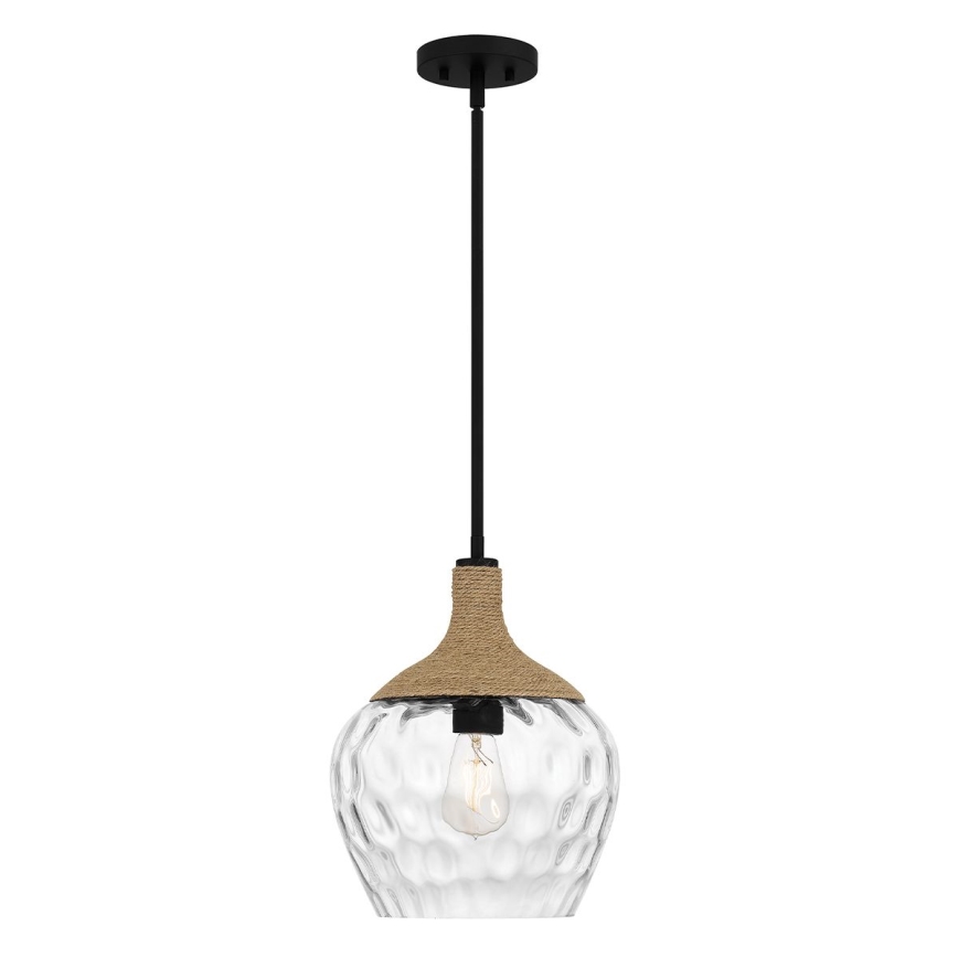 Quoizel - Candeeiro suspenso ROYER 1xE27/60W/230V diâmetro 30,2 cm transparente/preto/bege