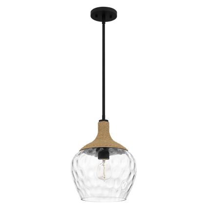 Quoizel - Candeeiro suspenso ROYER 1xE27/60W/230V diâmetro 30,2 cm transparente/preto/bege