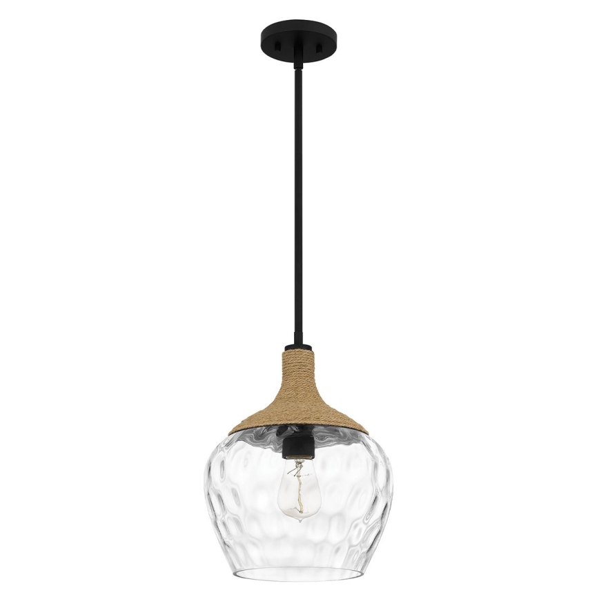 Quoizel - Candeeiro suspenso ROYER 1xE27/60W/230V diâmetro 30,2 cm transparente/preto/bege