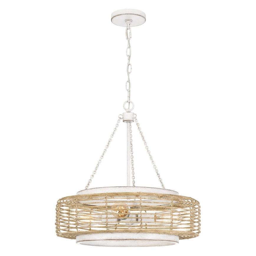 Quoizel - Lustre suspenso por corrente WAYLON 4xE27/60W/230V Ø 50,4 cm castanho/branco