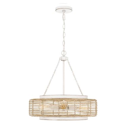 Quoizel - Lustre suspenso por corrente WAYLON 4xE27/60W/230V Ø 50,4 cm castanho/branco