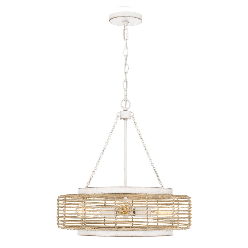 Quoizel - Lustre suspenso por corrente WAYLON 4xE27/60W/230V Ø 50,4 cm castanho/branco
