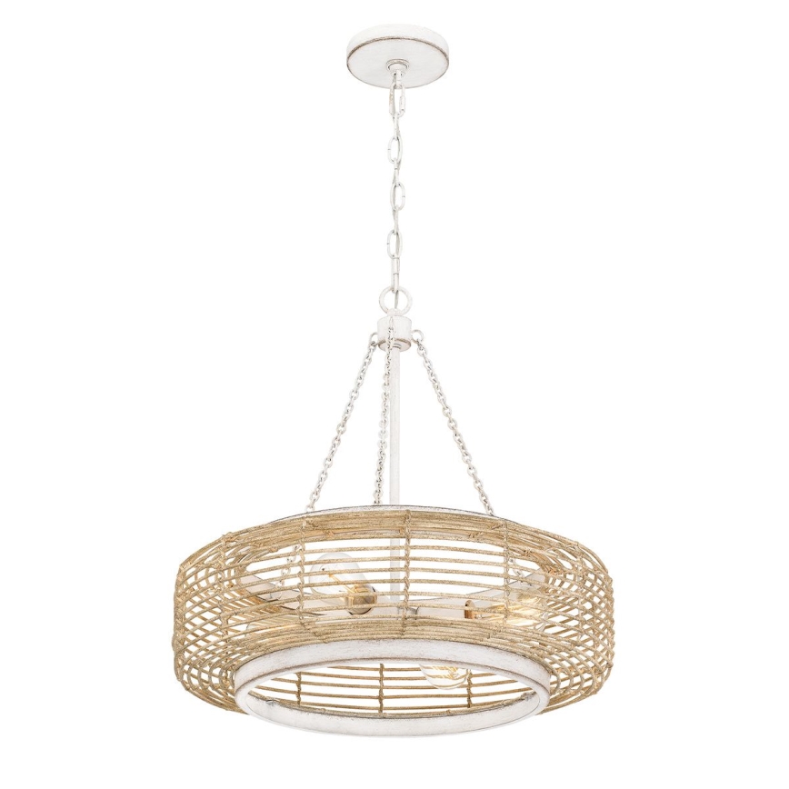 Quoizel - Lustre suspenso por corrente WAYLON 4xE27/60W/230V Ø 50,4 cm castanho/branco