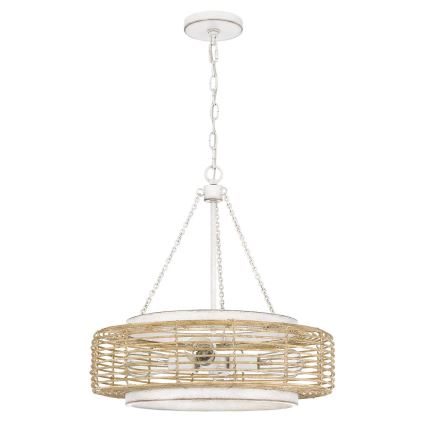 Quoizel - Lustre suspenso por corrente WAYLON 4xE27/60W/230V Ø 50,4 cm castanho/branco