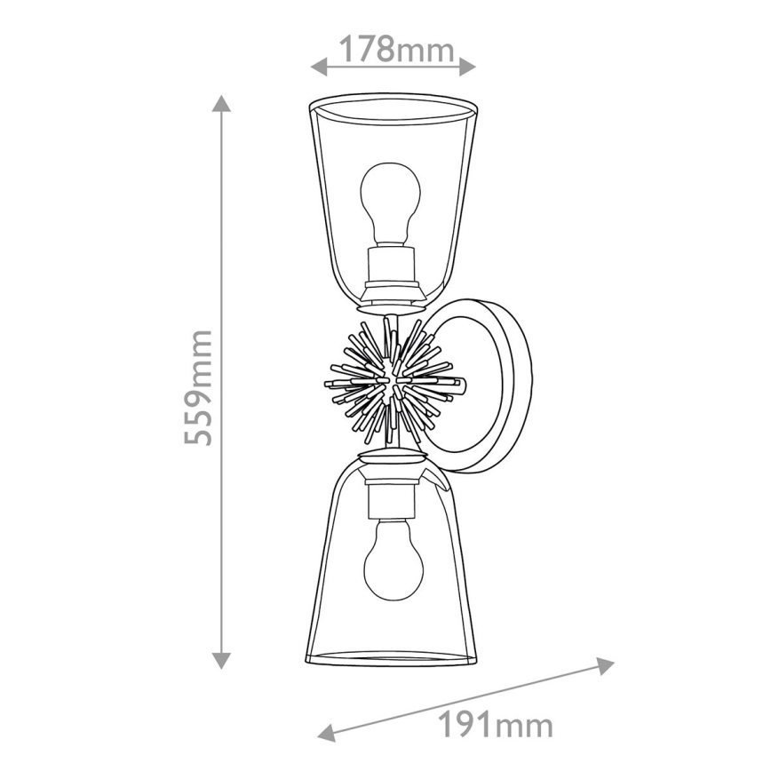Quoizel - Aplique de parede STARING 2xE27/40W/230V, acabamento em cobre