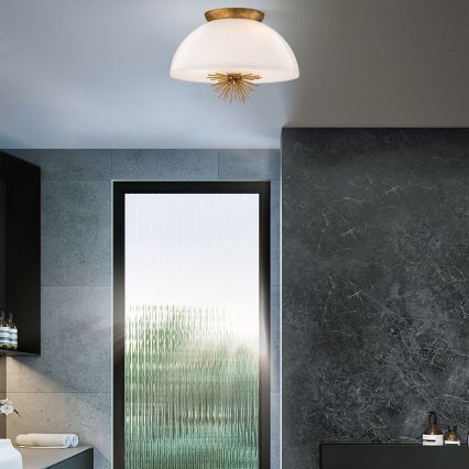 Quoizel - Candeeiro suspenso STARING 3xE14/40W/230V diâmetro 45,7 cm dourado/pátina/branco