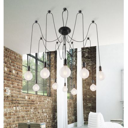 Rabalux - Candeeiro 10xE27/60W/230V aranha preto