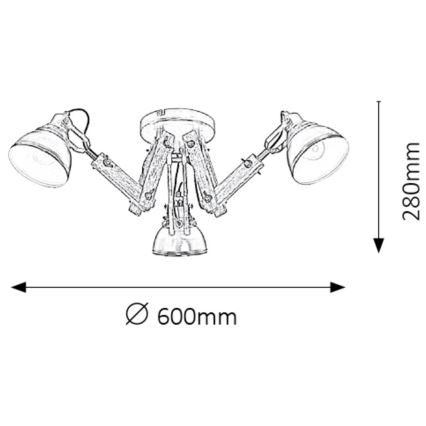 Rabalux - Candelabro integrado 3xE14/15W/230V preto antigo