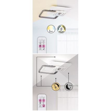 Rabalux - Plafon LED dimerizável LED/48W/230V 3000K/4000K/6000K + comando à distância 49,5x49,5 cm