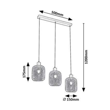Rabalux - Candelabro suspenso 3xE27/60W/230V