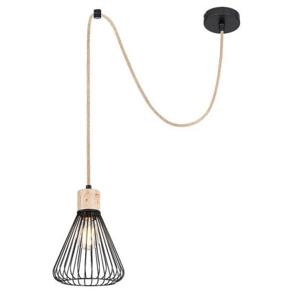 Rabalux - Candelabro suspenso 1xE27/40W/230V preto/faia