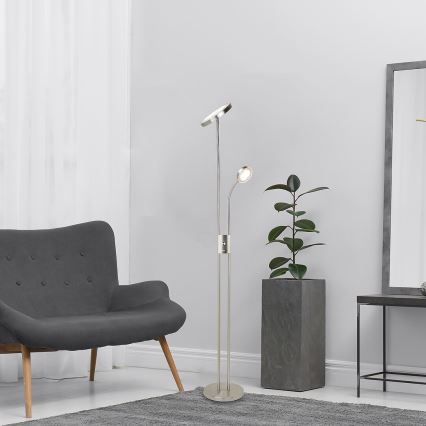 Rabalux - Candeeiro de pé LED regulável LED/18,5W/230V + LED/4,5W cromo fosco