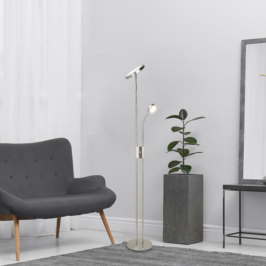 Rabalux - Candeeiro de pé LED regulável LED/18,5W/230V + LED/4,5W cromo fosco