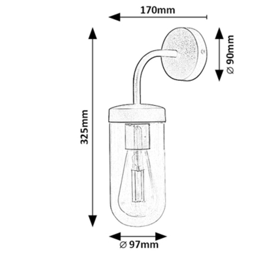 Rabalux - Iluminação de parede de casa de banho 1xE27/60W/230V IP44 preto