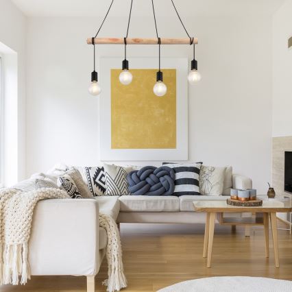 Rabalux - Candelabro suspenso 4xE27/40W/230V eucalipto